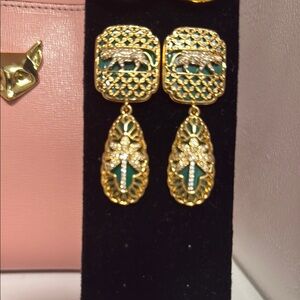 Elegant Gold and Green Drop Earrings